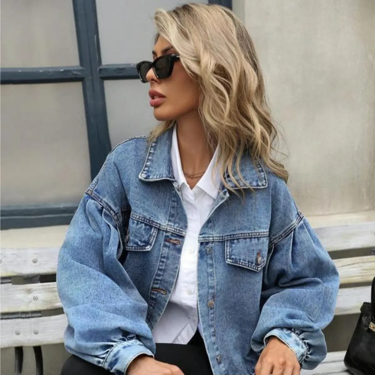 DenimSculpt™ – Women’s Embossed Denim Jacket (Slim Fit & Casual)