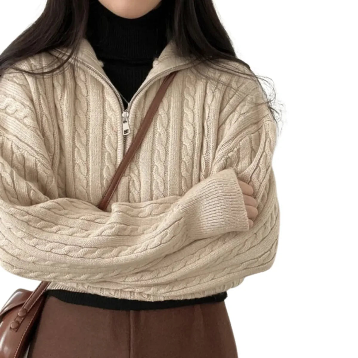 Ziphora™ – Women’s High-Collar Zipper Pullover Top