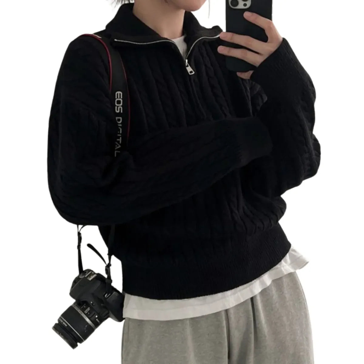 Ziphora™ – Women’s High-Collar Zipper Pullover Top