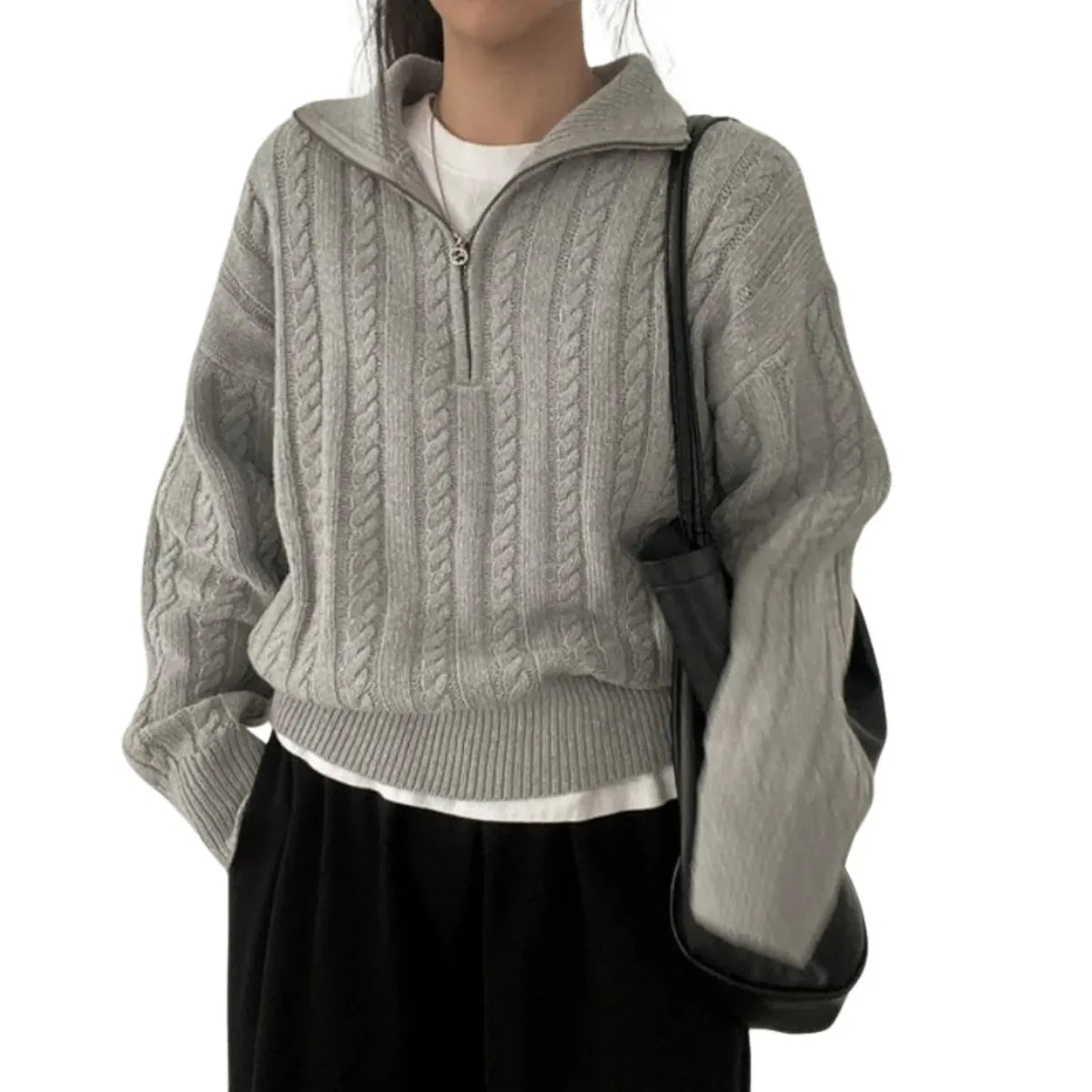 Ziphora™ – Women’s High-Collar Zipper Pullover Top